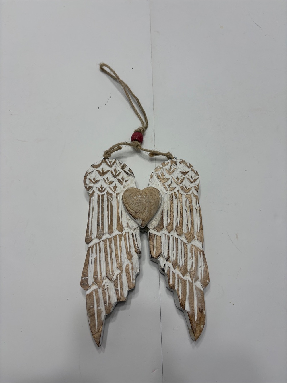 Rustic Whitewashed Wood Angel Wings Wall Hanging